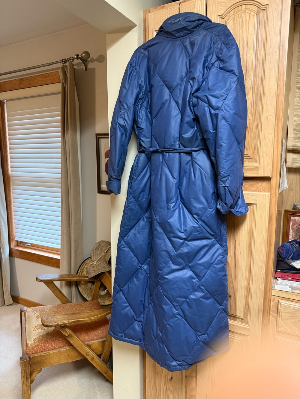 Goose Down Long Puffer Robe - Blue - Picture 2 of 5